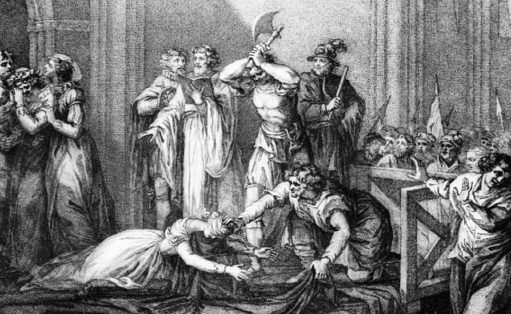 The execution of Mary Queen of Scots, 19th-century engraving 