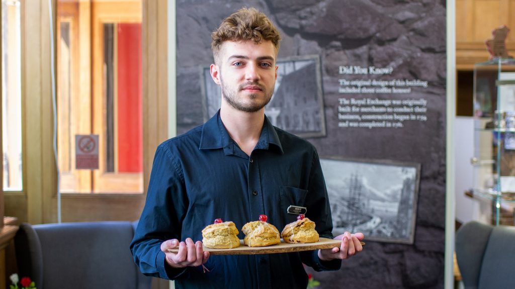 Café staff with best scones in Edinburgh at The Real Mary King's Close