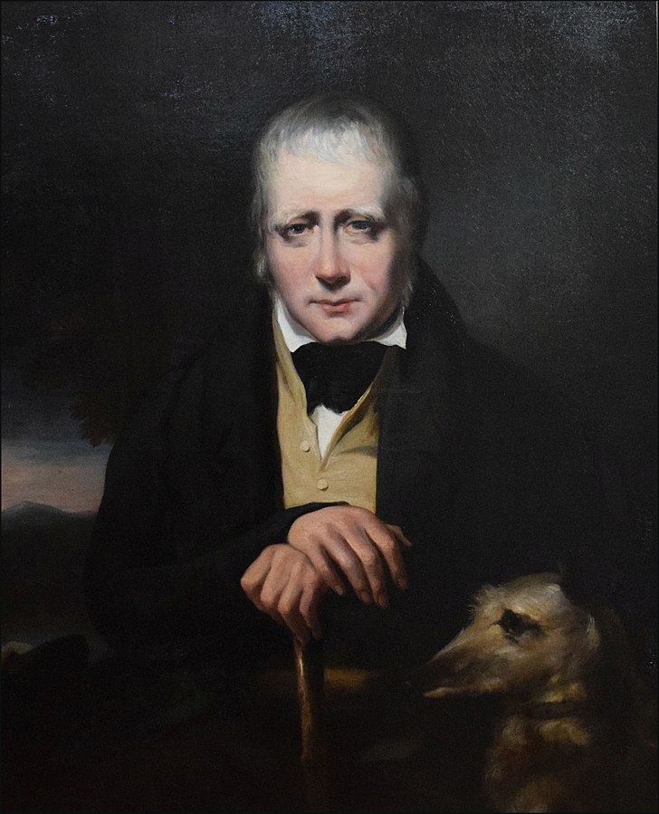 Painting of Sir Walter Scott and his dog. He is one of Edinburgh's storytellers. 