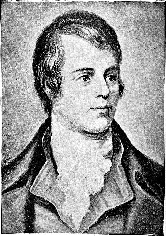 Portrait of Robert Burns in black and white. He is one of Edinburgh's storytellers.