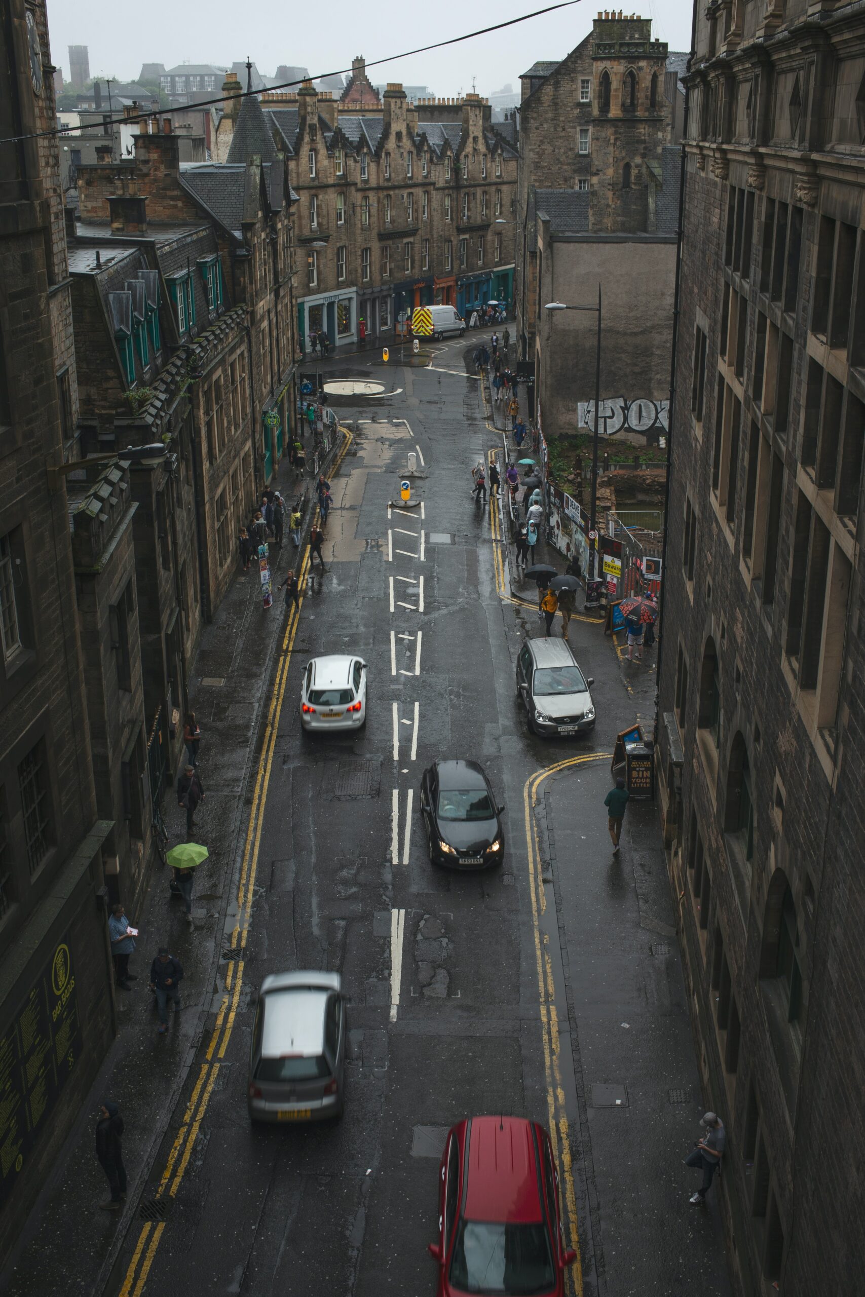 A view of the Cowgate from above. 