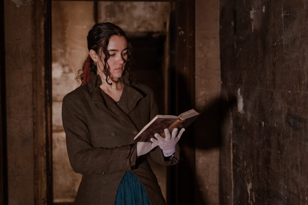 Janet Chesney reading a book