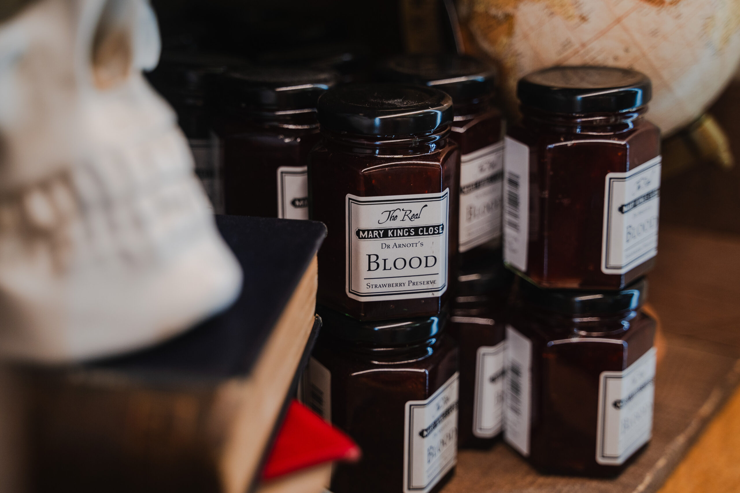 Apothecary jars of blood at The Real Mary King's Close