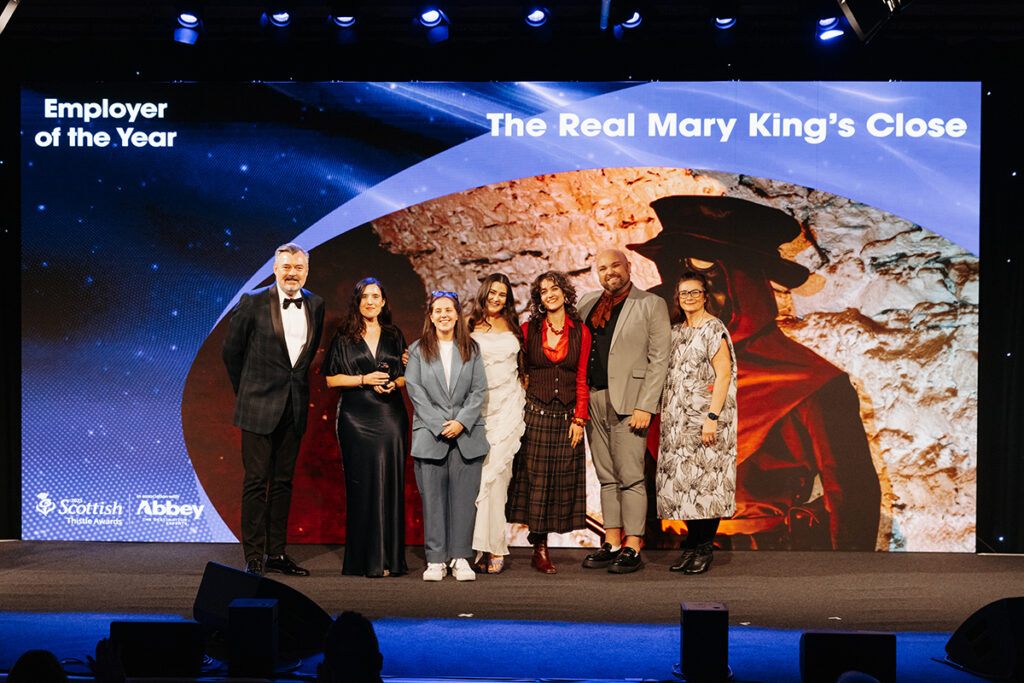 The Real Mary King's Close team picking up the Employer of the Year Thistle Award Image credits Connor Mollison/VisitScotland
